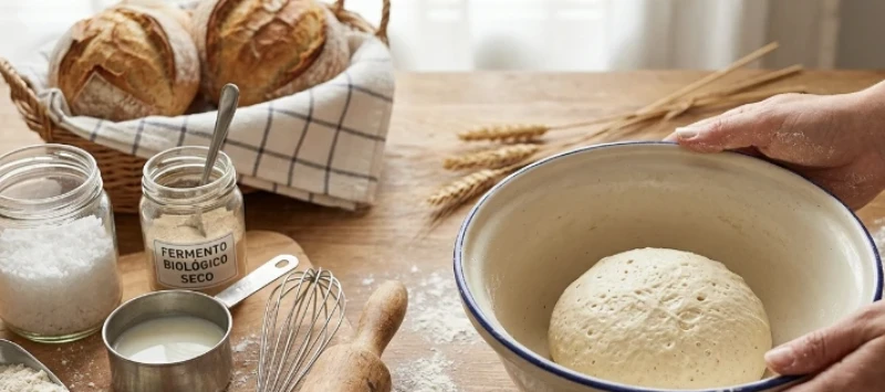 A imagem mostra a fabricação manual de pão